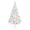 vidaXL Demi-arbre de No&euml;l artificiel pr&eacute;-&eacute;clair&eacute; et boules blanc 180cm