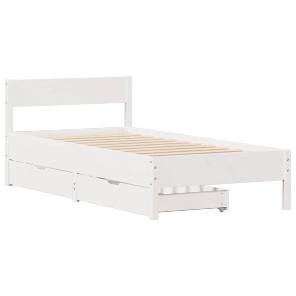 vidaXL Cadre de lit sans matelas blanc 90x190 cm bois de pin massif