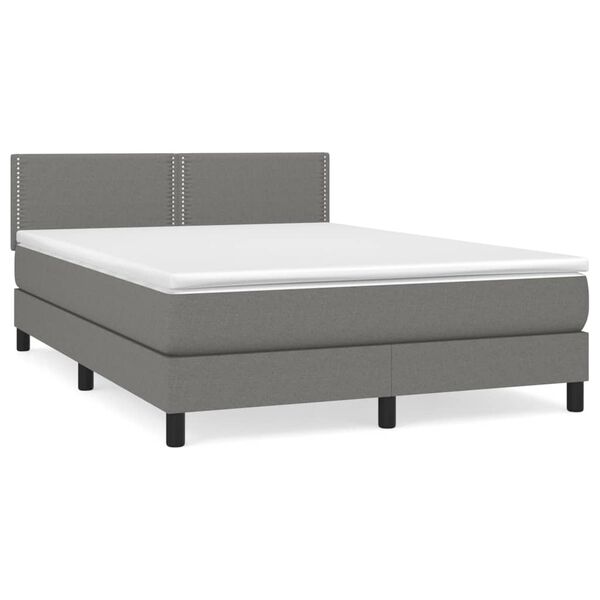 vidaXL Sommier &agrave; lattes de lit avec matelas Gris fonc&eacute; 140x190cm Tissu