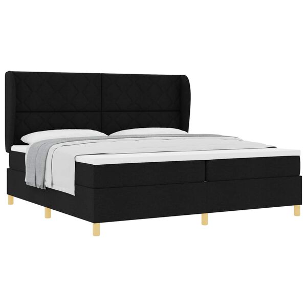 vidaXL Lit &agrave; ressorts avec matelas gris fonc&eacute; 90x190 cm Noir tissu