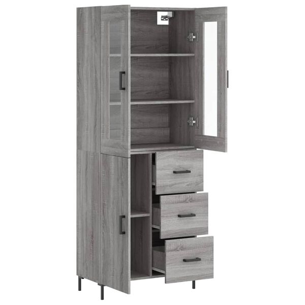 vidaXL Buffet haut Sonoma gris 69,5x34x180 cm Bois d'ing&eacute;nierie