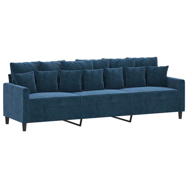 vidaXL Canap&eacute; &agrave; 3 places Bleu 210 cm Velours