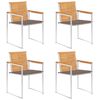 vidaXL Chaises de jardin lot de 4 avec coussins Bois de teck massif