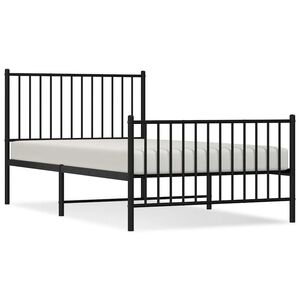 vidaXL Cadre de lit m&eacute;tal sans matelas avec pied de lit noir 100x190cm