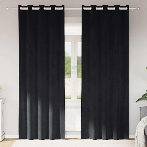 vidaXL Rideaux occultants 2 pcs Noir 140 x 260 cm Velours