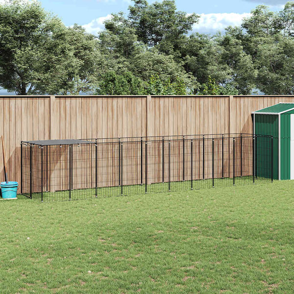 vidaXL Chenil Noir 6,05 m&sup2; Acier