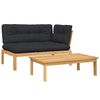 vidaXL Salon palette de jardin avec coussins 2pcs bois d'acacia massif