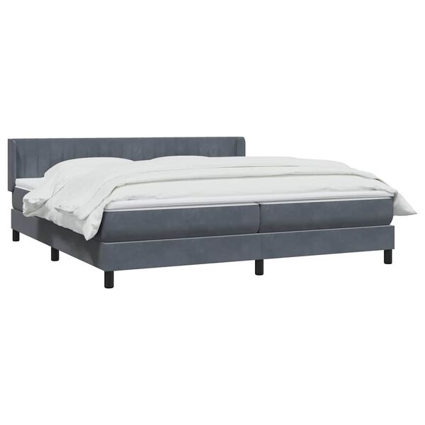 vidaXL Sommier &agrave; lattes de lit et matelas gris fonc&eacute; 180x210cm velours