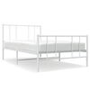 vidaXL Cadre de lit m&eacute;tal sans matelas et pied de lit blanc 100x200 cm