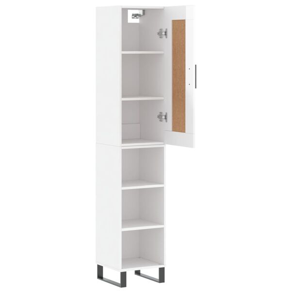 vidaXL Buffet haut Blanc brillant 34,5x34x180 cm Bois d'ing&eacute;nierie