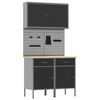 vidaXL Placard de travail 5 pc Noir Bois d'ing&eacute;nierie et acier