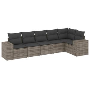 vidaXL Salon de jardin 6 pcs avec coussins gris r&eacute;sine tress&eacute;e