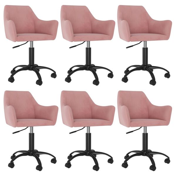 vidaXL Chaises pivotantes &agrave; manger lot de 6 Rose Velours