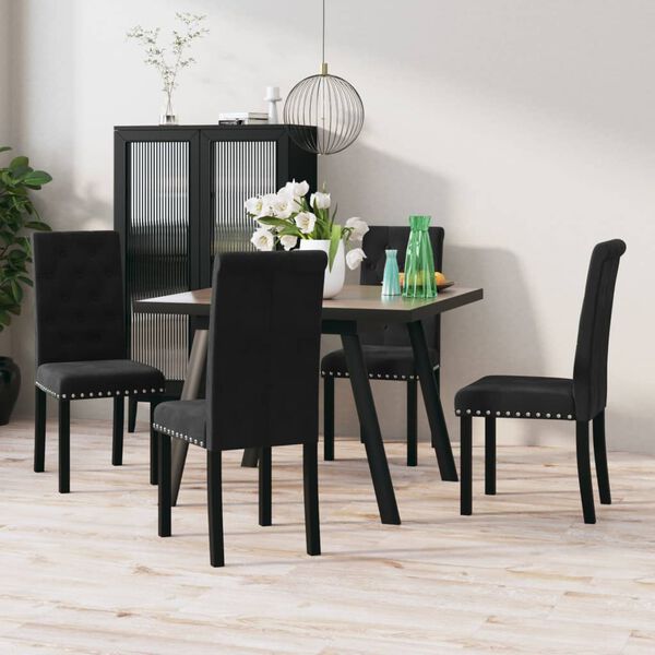 vidaXL Chaises &agrave; manger lot de 4 noir velours