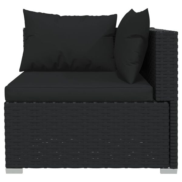 vidaXL Salon de jardin 12 pcs avec coussins Noir R&eacute;sine tress&eacute;e