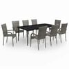 vidaXL Ensemble &agrave; manger de jardin 9 pcs Gris et noir