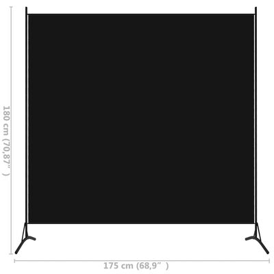 vidaXL Cloison de séparation 1 panneau Noir 175x180 cm