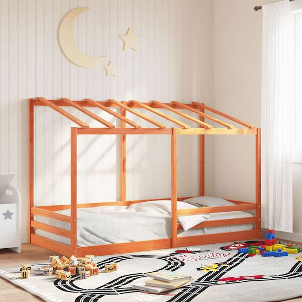 vidaXL Lit pour enfants sans matelas cire marron 90x200 cm pin massif