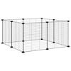 vidaXL Cage pour animaux de compagnie &agrave; 8 panneaux, noire, 70 x 70 x 35 cm, en acier