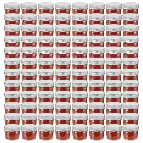 vidaXL Pots &agrave; confiture avec couvercles argent&eacute;s 96 pcs Verre 110 ml