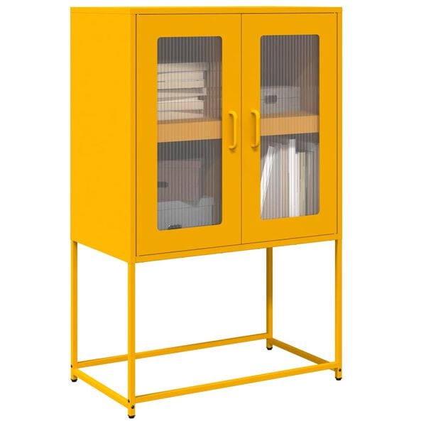 vidaXL Buffet haut jaune moutarde 68x39x107 cm acier