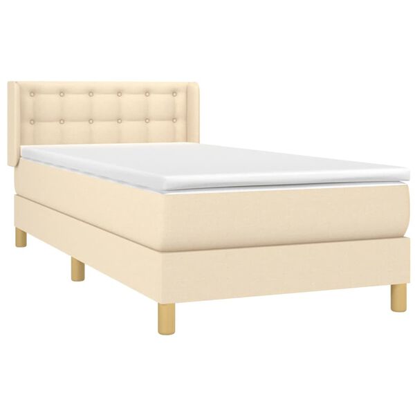 vidaXL Sommier &agrave; lattes de lit avec matelas Cr&egrave;me 80x200 cm Tissu