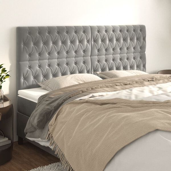 vidaXL T&ecirc;te de lit Gris clair 180x7x118/128 cm Velours
