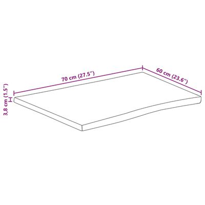 vidaXL Dessus de table 70x60x3,8 cm bord vivant bois massif manguier