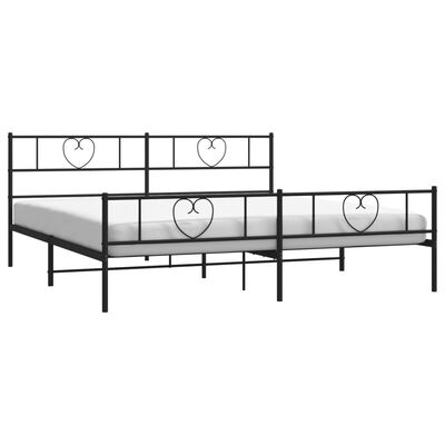 vidaXL Cadre de lit métal sans matelas avec pied de lit noir 183x213cm