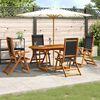 vidaXL Ensemble &agrave; Manger de jardin 7pcs bois d'acacia solide textil&egrave;ne