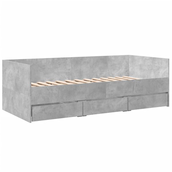 vidaXL Lit de jour avec tiroirs sans matelas gris béton 90x190 cm