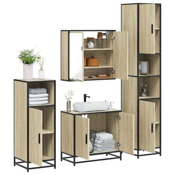 vidaXL Ensemble de meubles de salle de bain 4 pcs ch&ecirc;ne sonoma
