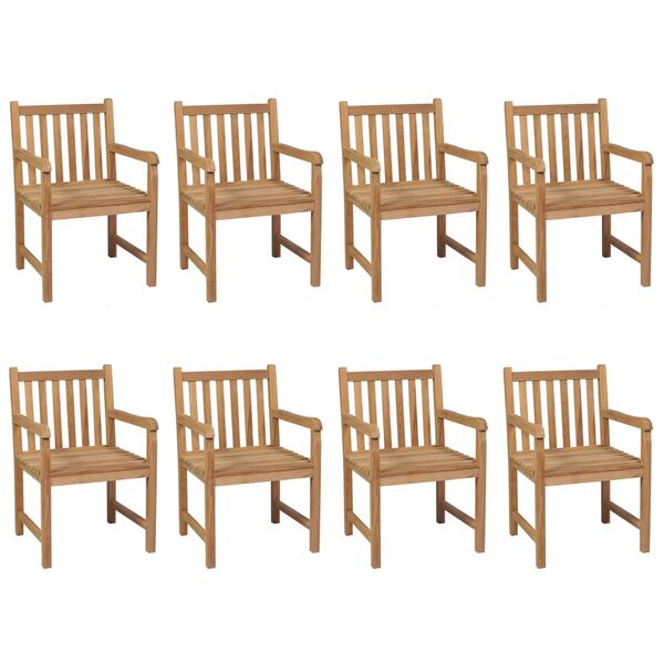 vidaXL Chaises de jardin lot de 8 avec coussins noir Bois teck solide