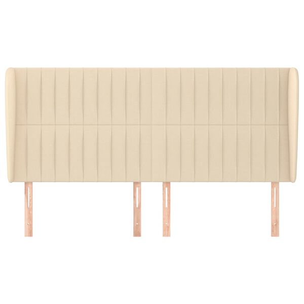 vidaXL T&ecirc;te de lit avec oreilles Cr&egrave;me 183x23x118/128 cm Tissu