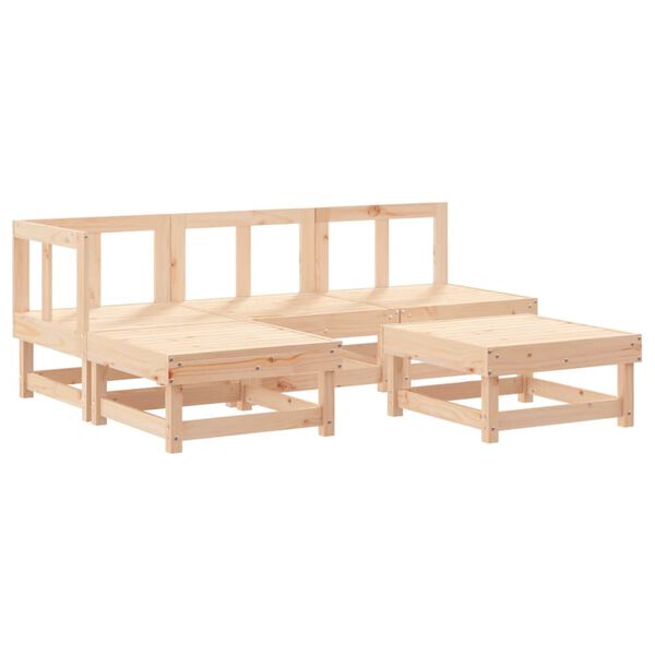 vidaXL Salon de jardin 5 pcs avec coussins bois massif
