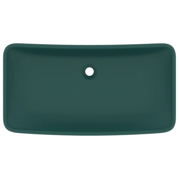 vidaXL Lavabo de luxe rectangulaire Vert fonc&eacute; mat 71x38 cm C&eacute;ramique