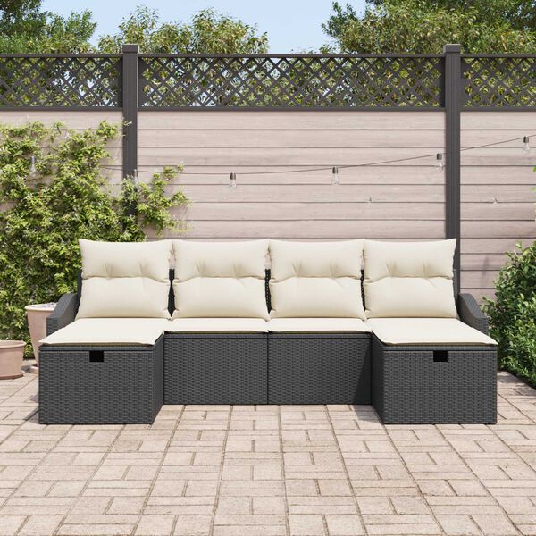 vidaXL Ensemble de canap&eacute; de jardin avec coussin 6 pcs Noir Poly rotin