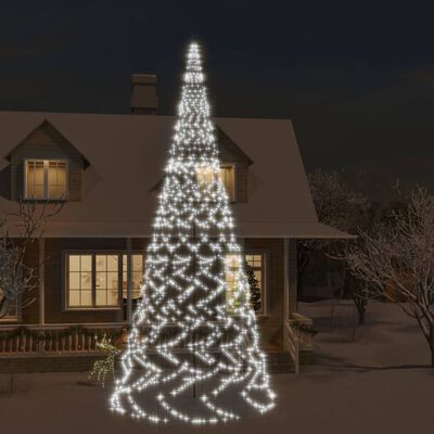 vidaXL Sapin de Noël sur mât de drapeau 3000 LED Blanc froid 800 cm