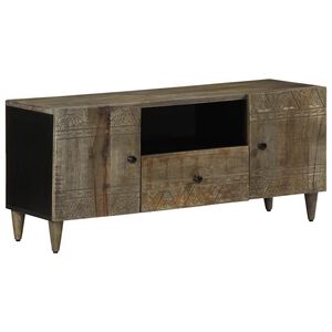 vidaXL Meuble TV gris clair 105x33,5x46 cm bois massif de manguier