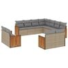 vidaXL Salon de jardin 11 pcs avec coussins beige r&eacute;sine tress&eacute;e