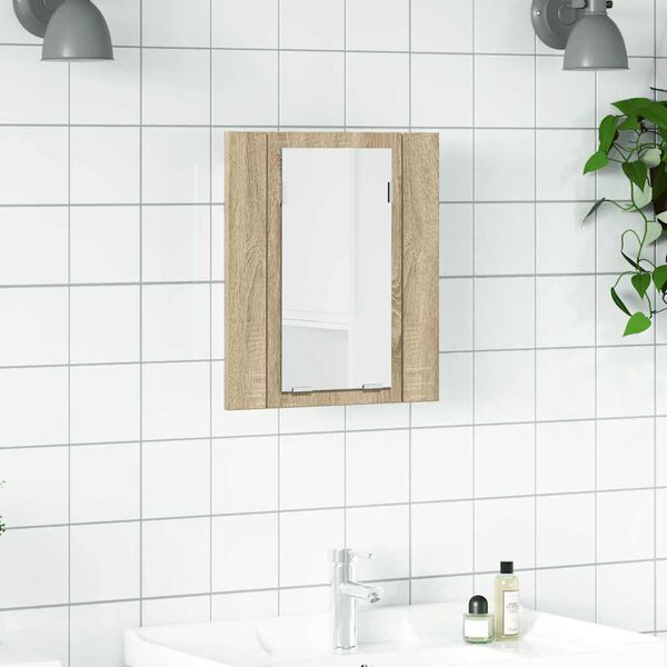 vidaXL Armoire à miroir LED de bain Chêne sonoma 40x12x45 cm Acrylique