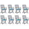 vidaXL Chaises pliables d'ext&eacute;rieur lot de 8 et coussins Bois d'acacia