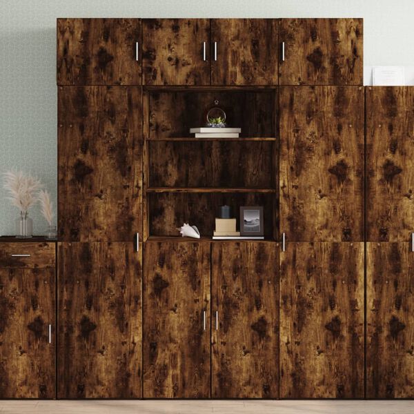 vidaXL Armoire de rangement chêne fumé 80x42,5x225cm bois d'ingénierie