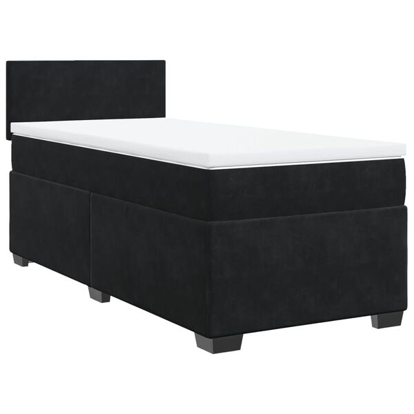 vidaXL Sommier &agrave; lattes de lit avec matelas Noir 90x200 cm Velours