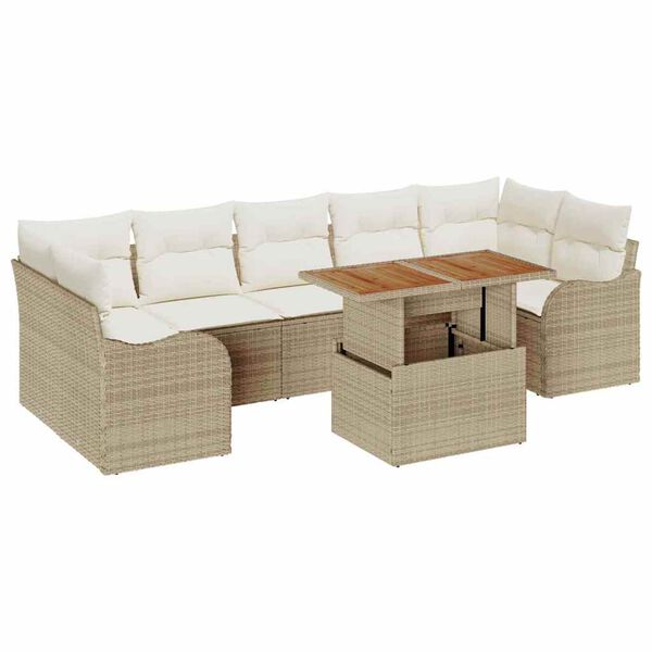 vidaXL Ensemble de canap&eacute; de jardin 8 pcs Beige Poly rotin
