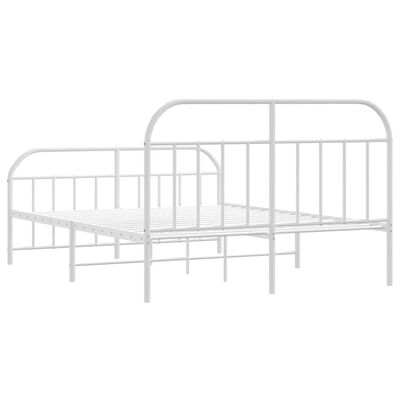 vidaXL Cadre de lit métal sans matelas et pied de lit blanc 135x190 cm