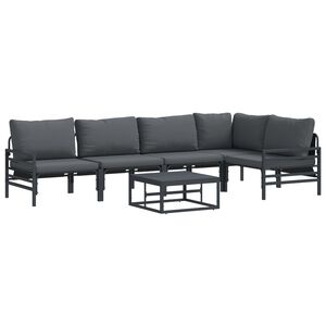 vidaXL Ensemble de canap&eacute; de jardin avec coussin 6 pcs Noir Acier