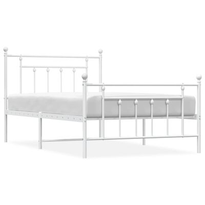 vidaXL Cadre de lit métal sans matelas et pied de lit blanc 100x200 cm