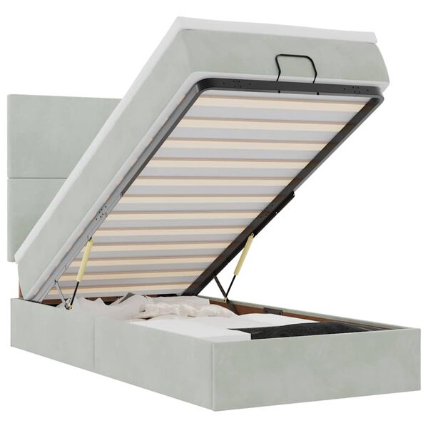 vidaXL Cadre de lit ottoman et matelas gris clair 90x200 cm velours