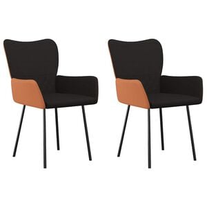 vidaXL Chaises &agrave; manger lot de 2 noir tissu et similicuir